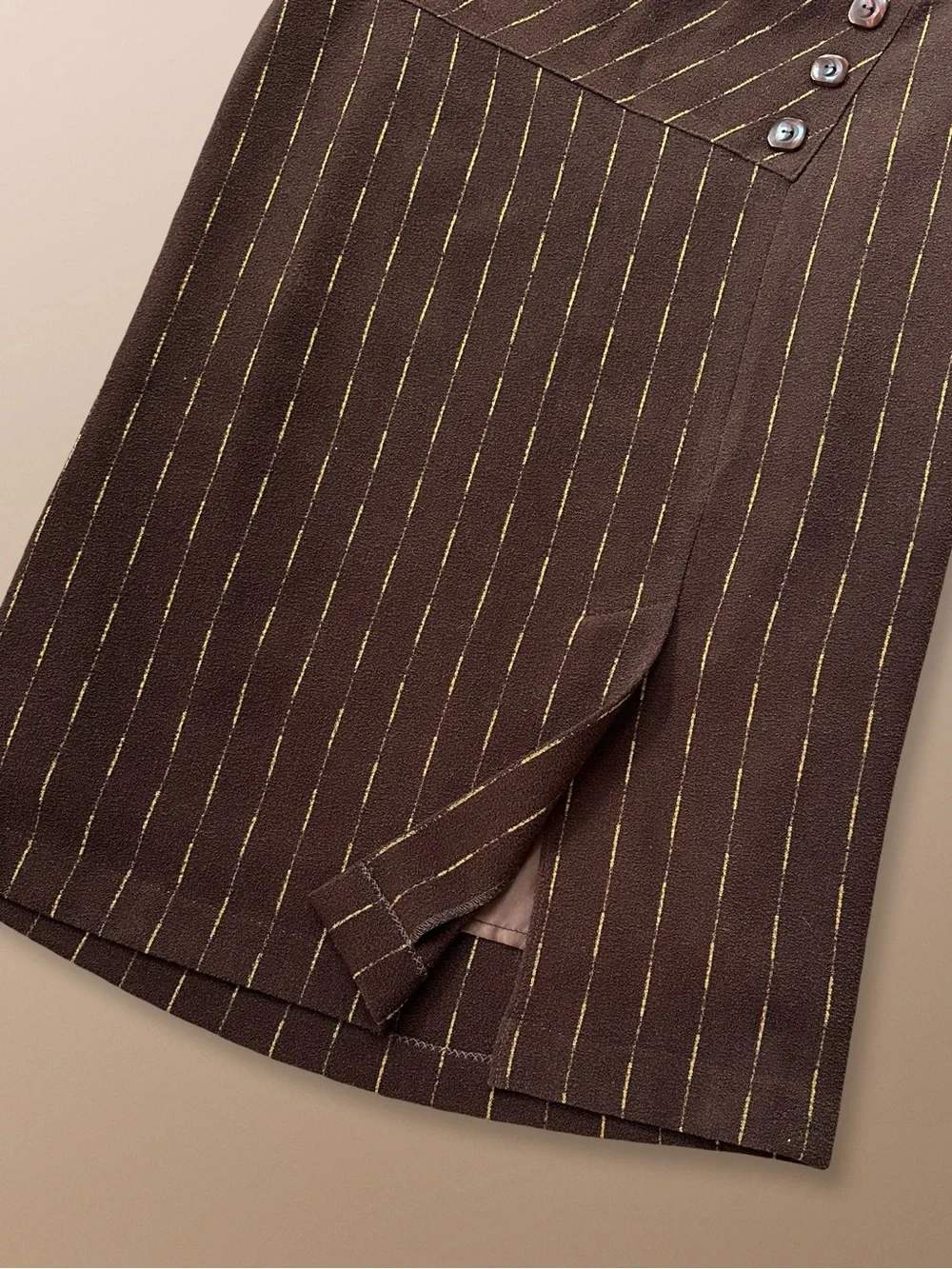 Grayan Women’s Pencil Skirt Size 42 US 10/12 Brown Yellow Striped